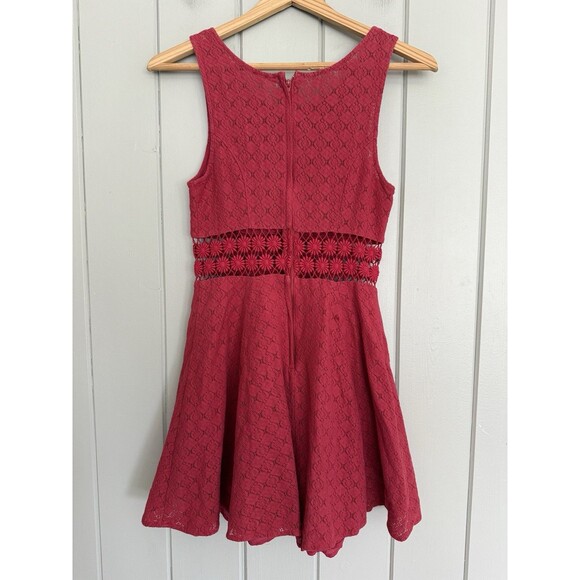 Free People Daisy Waist Sleeveless Fit & Flare Lace Dress 2 Red Skater - Picture 5 of 5